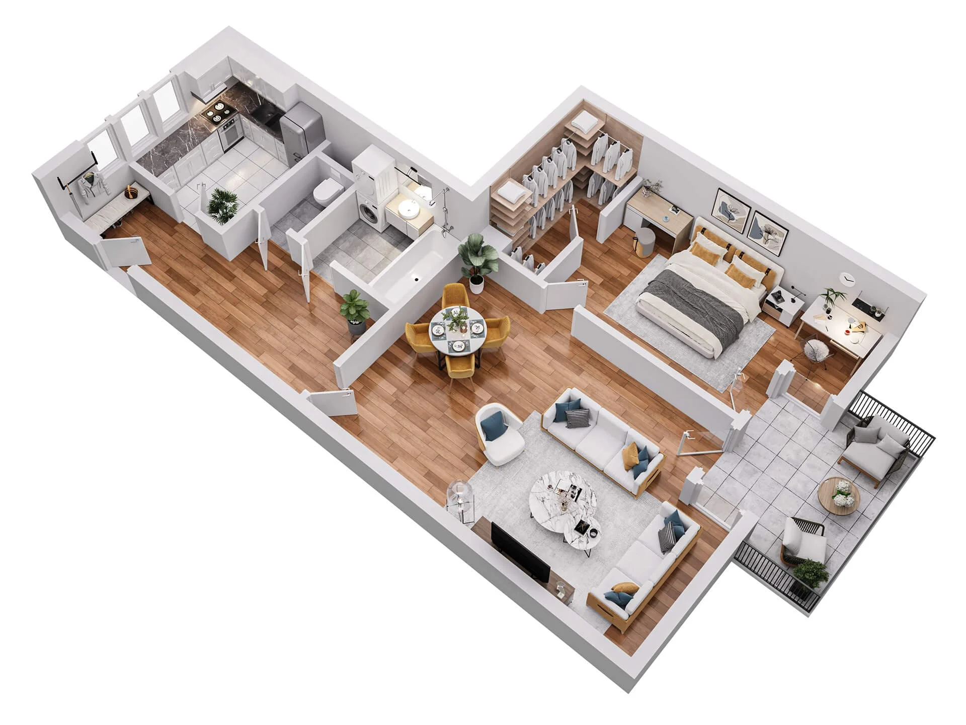 Zeitgenössische Zwei-Zimmer-Wohnung