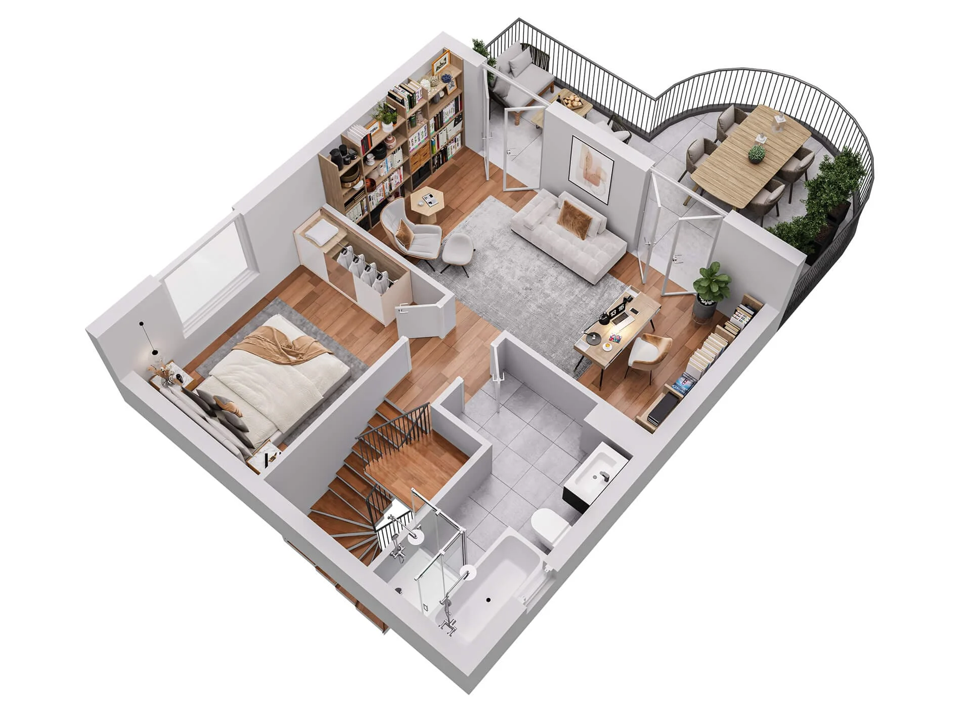 Residenz mit geschwungenem Balkon