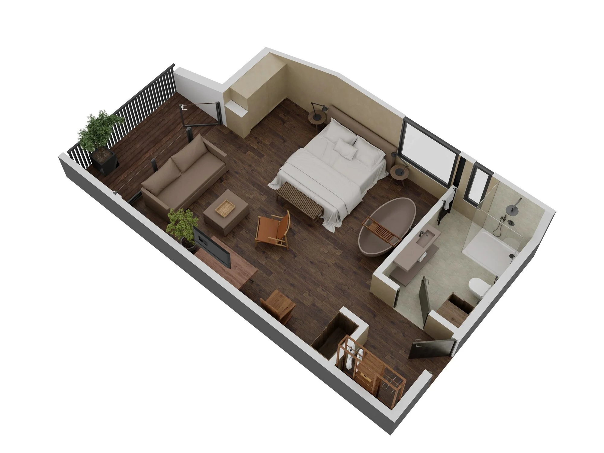 3D-Grundriss der Suite